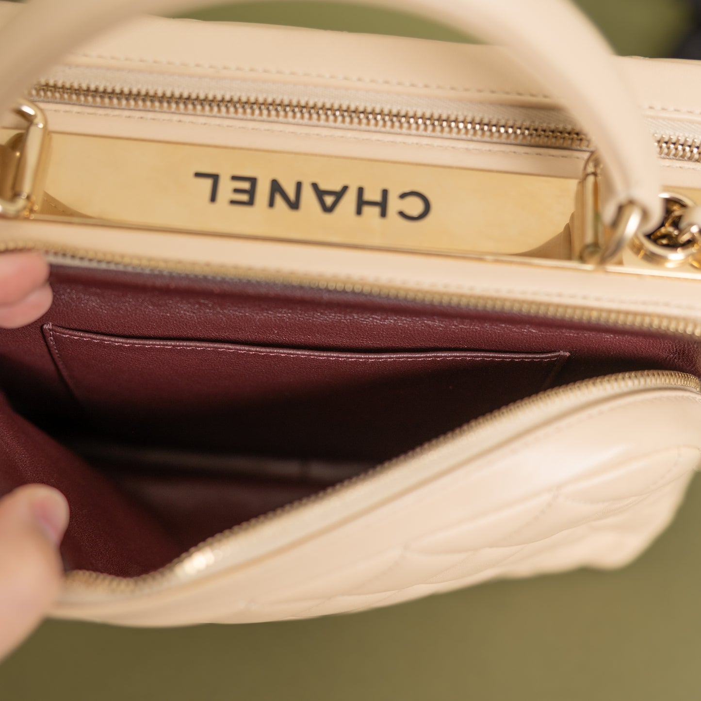 Medium Trendy CC Bowling Bag, Beige 9863