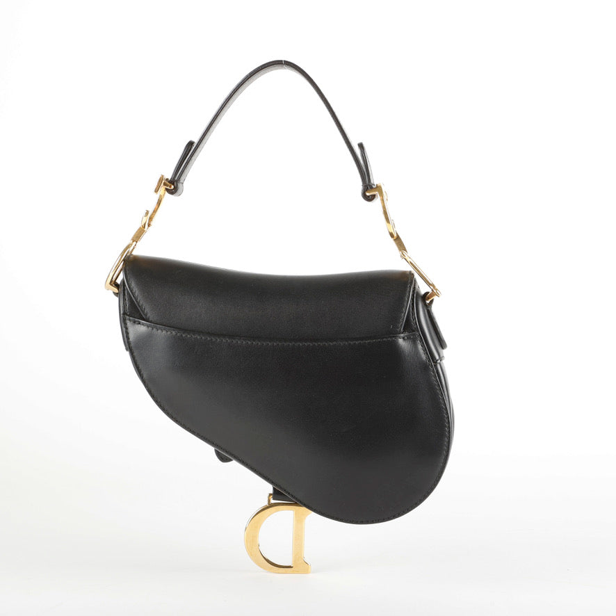Mini Saddle Bag, Black Calfskin 10623