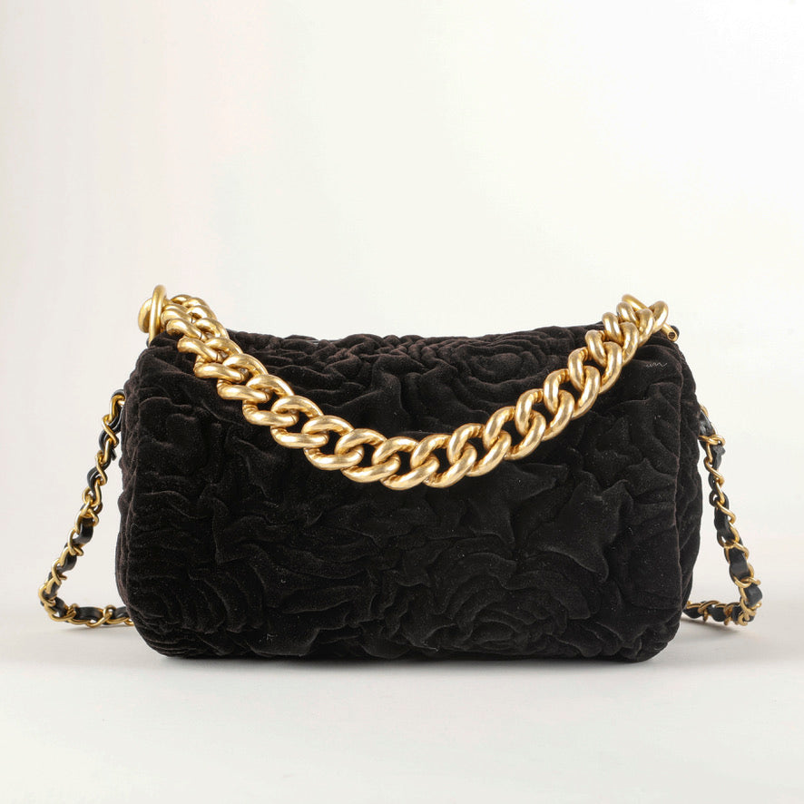 Camellia Two Way Chain Black Velvet