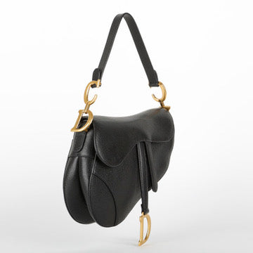 Medium Saddle Bag, Black Grained Calfskin
