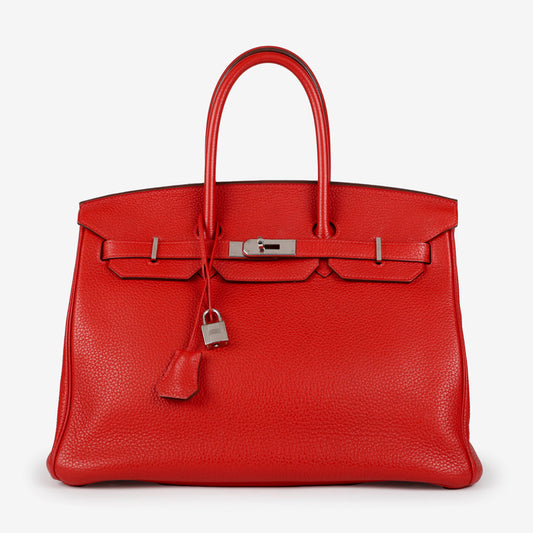 Birkin 35, Rouge Casque Clemence Palladium Hardware