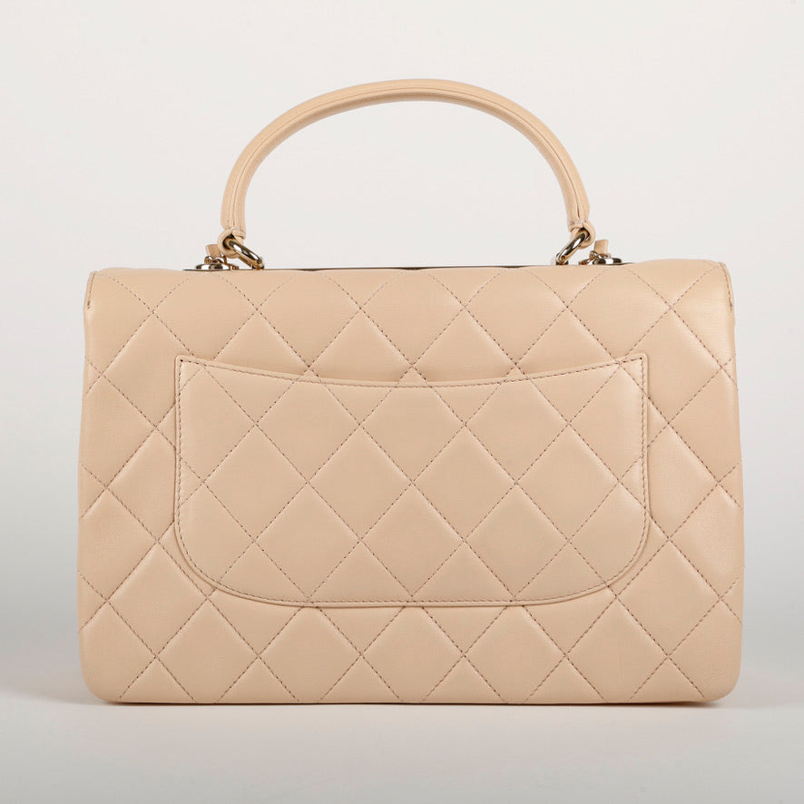 Lambskin Medium Trendy Beige Gold Hardware