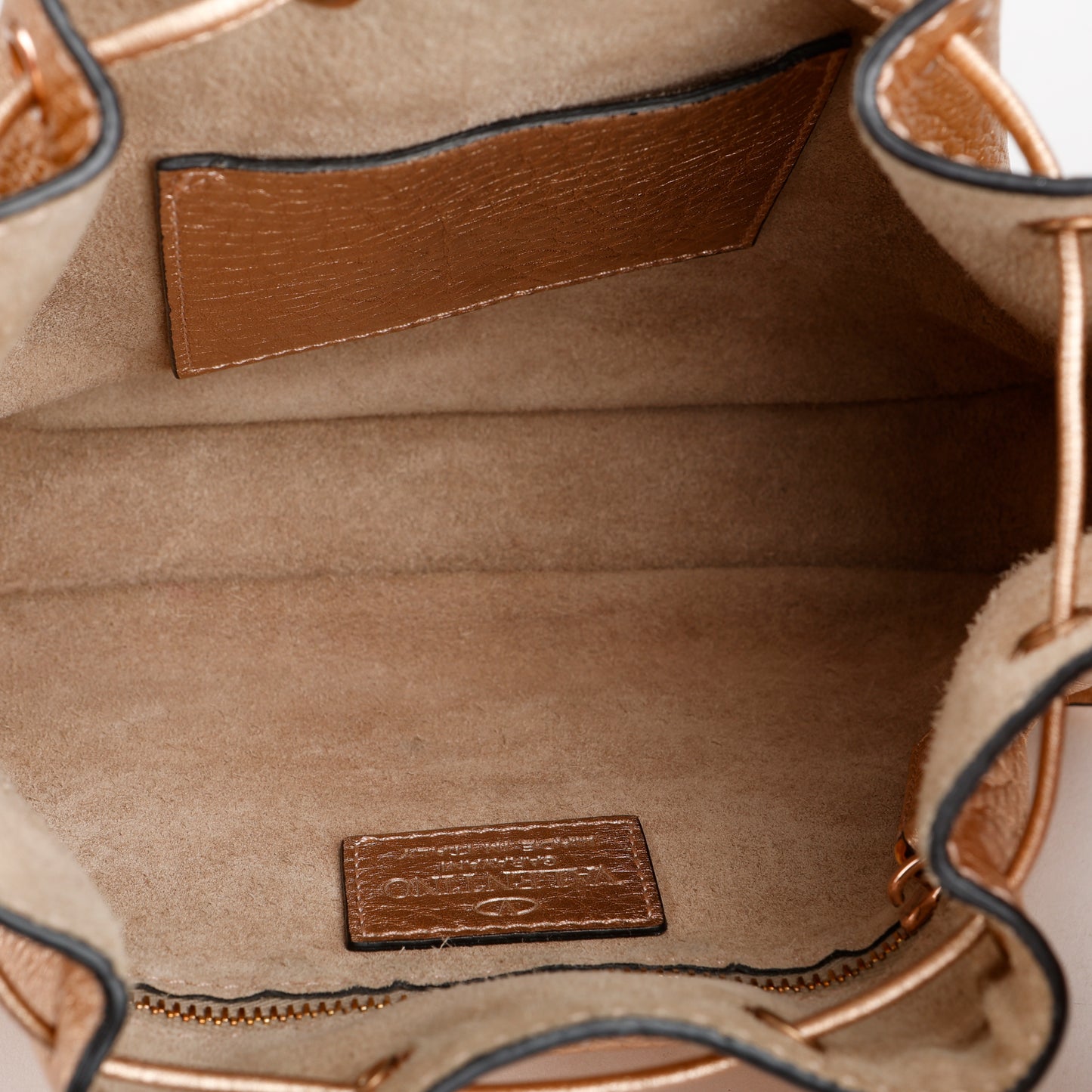 Rockstud Bucket Bag, Rose Gold Calfskin