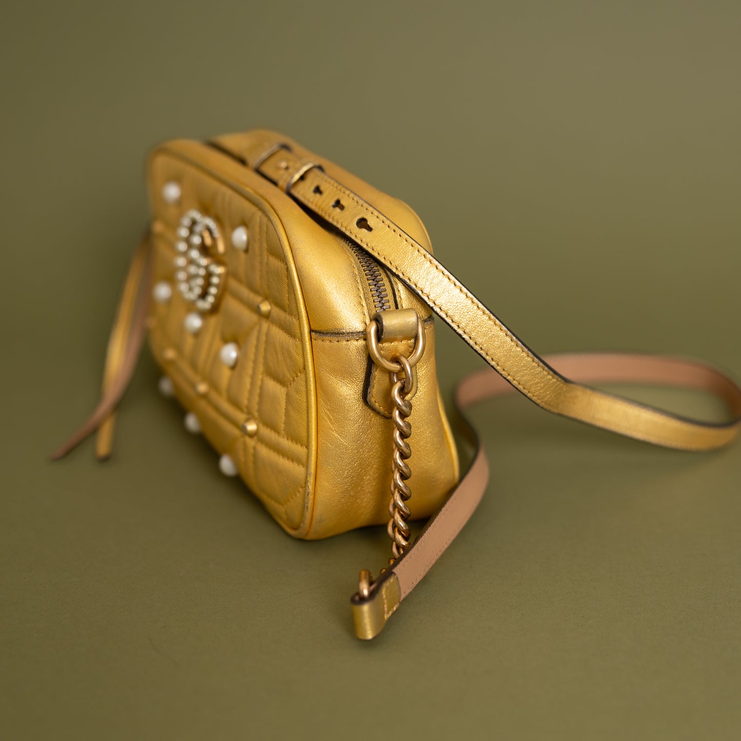 Small Marmont Camera Bag, Gold Pearl 9879