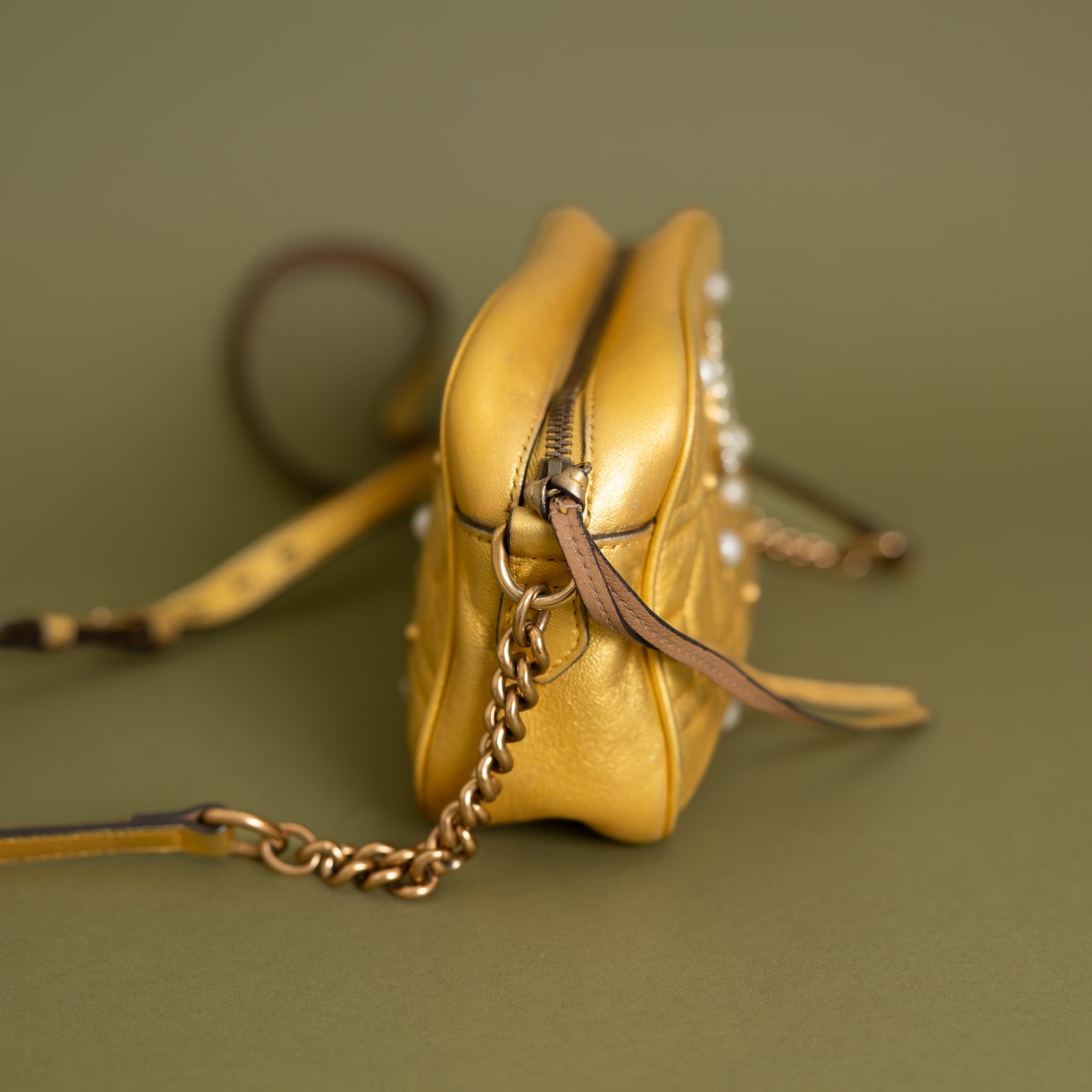 Small Marmont Camera Bag, Gold Pearl 9879