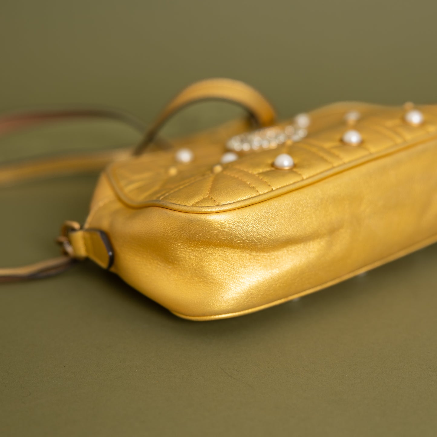 Small Marmont Camera Bag, Gold Pearl 9879