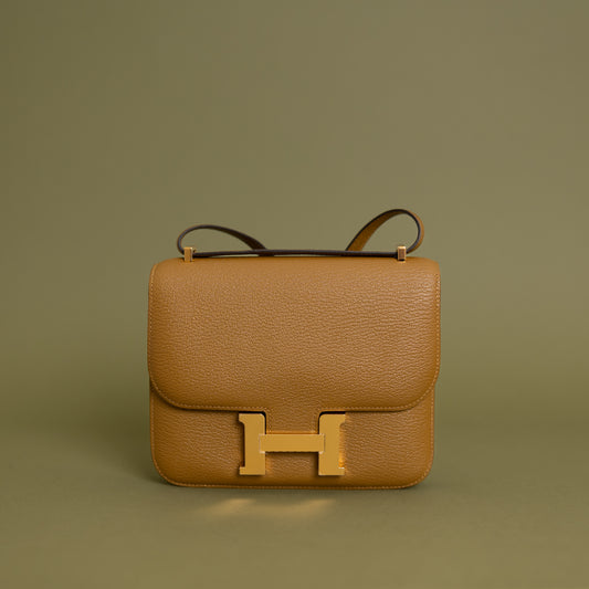 Constance 18 Kraft Chevre Gold Hardware