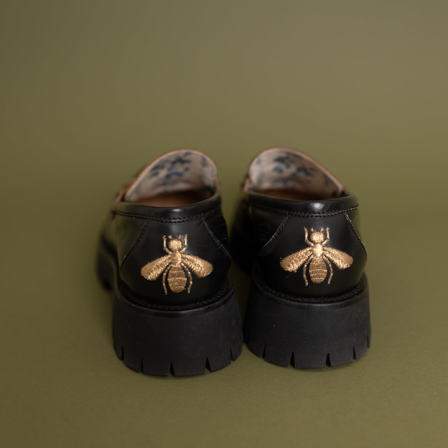 Lug Sole Horsebit Loafers, Black