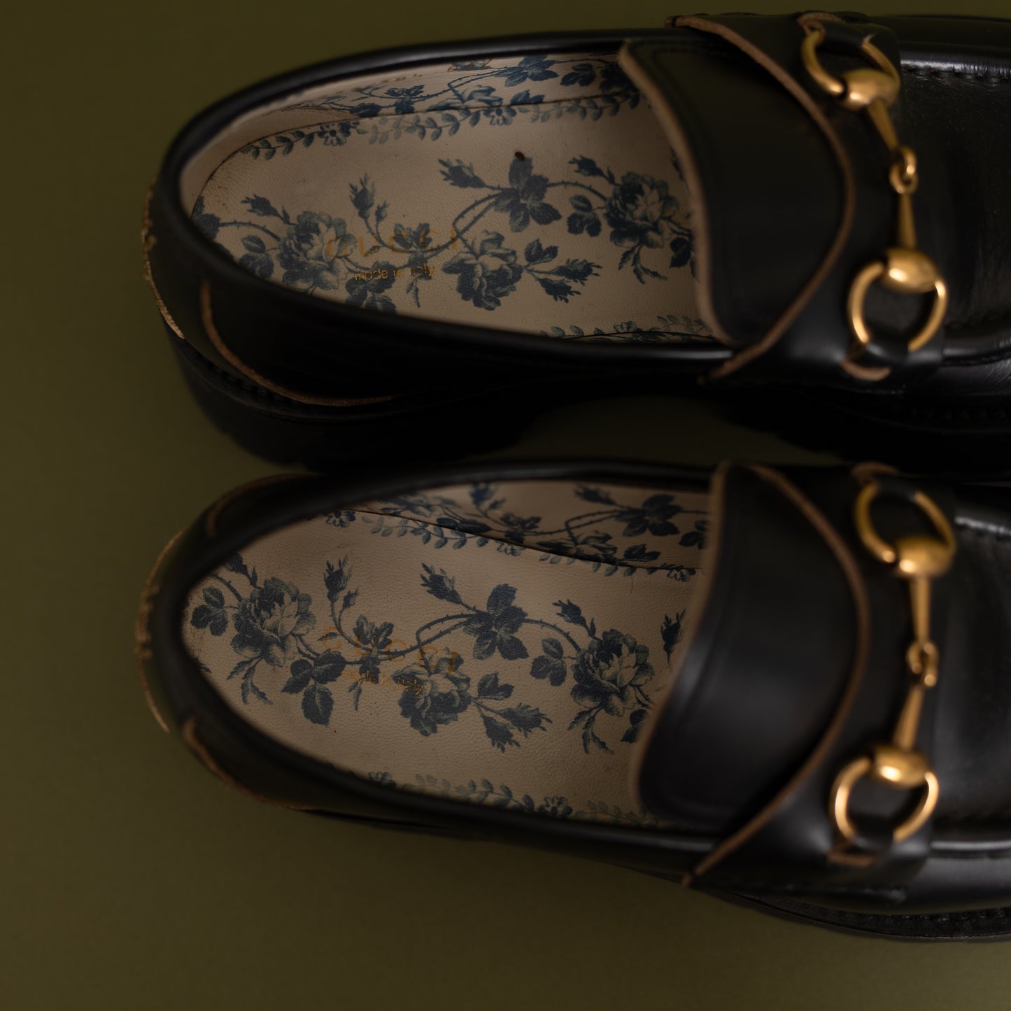Lug Sole Horsebit Loafers, Black
