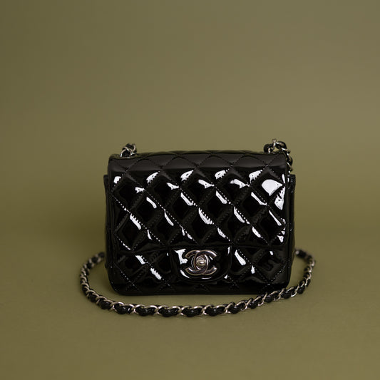 Mini Square Flap, Black Patent 9909