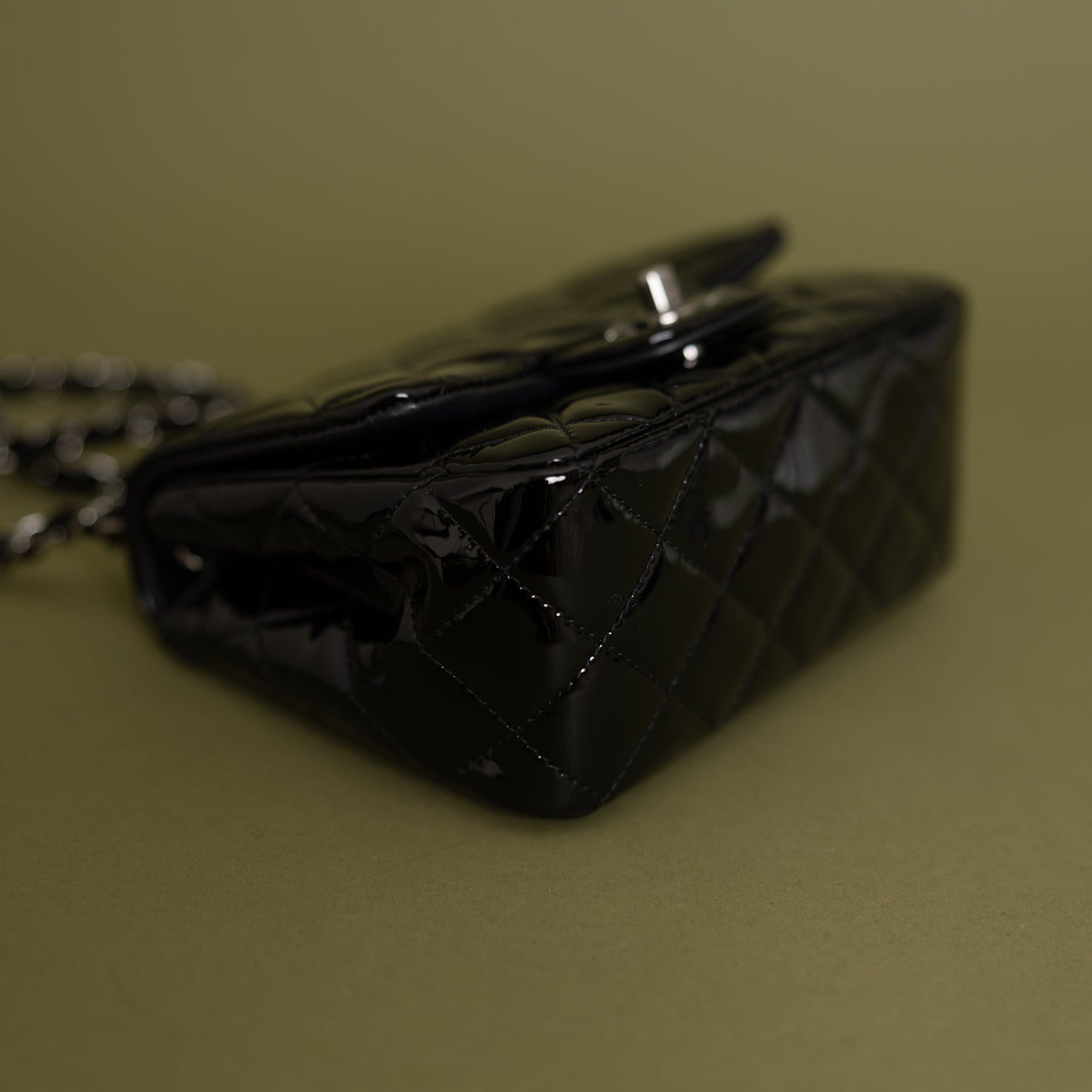 Mini Square Flap, Black Patent 9909