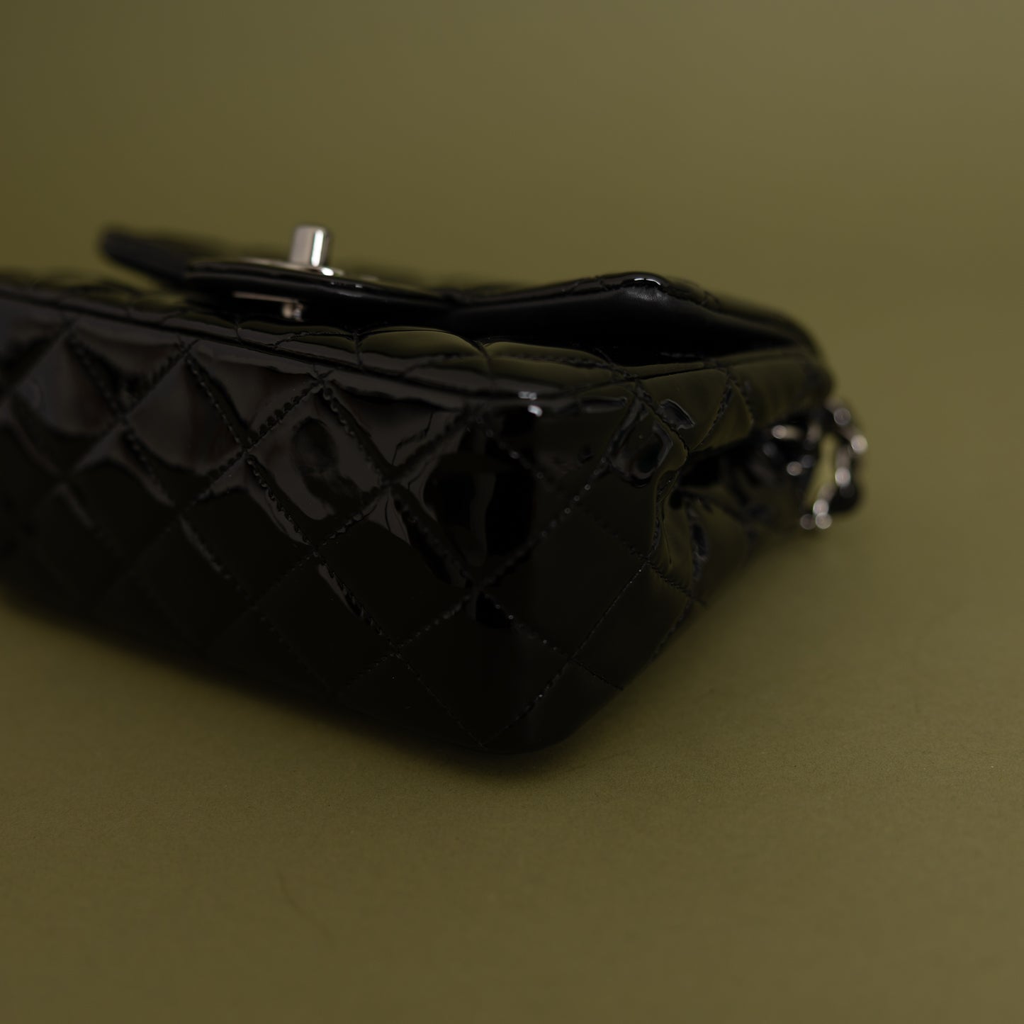 Mini Square Flap, Black Patent 9909