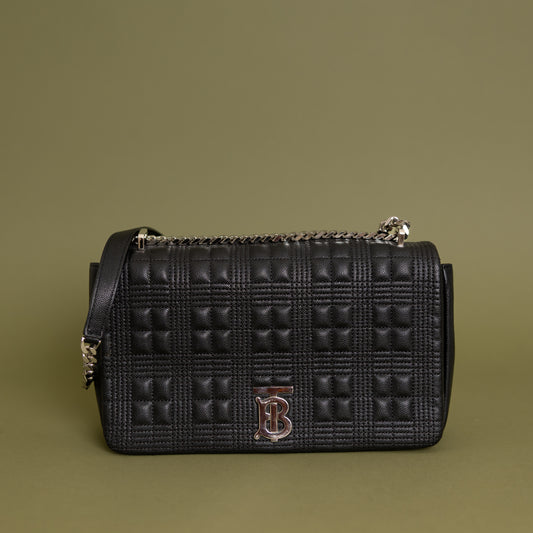 Small Lola Quilted Flap Bag, Black SHW 9935