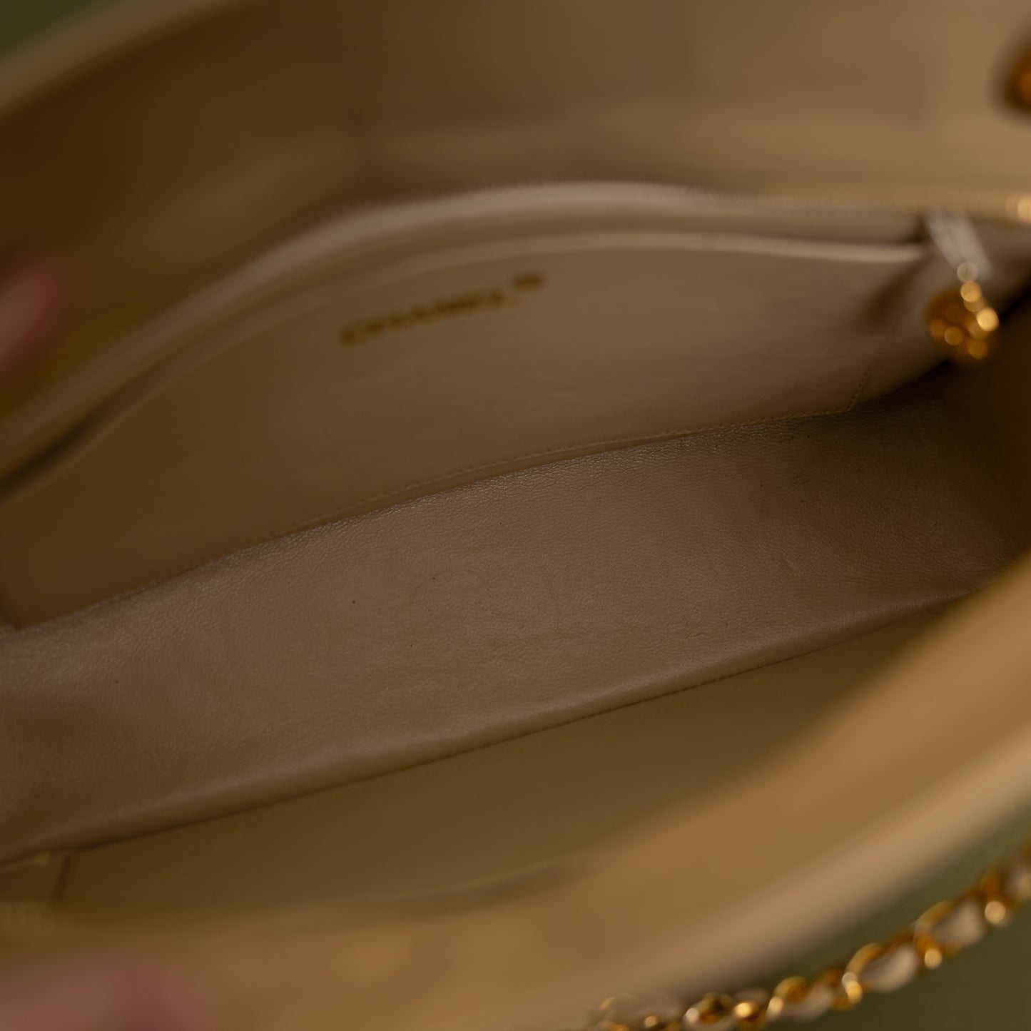 Quilted Lambskin Shoulder Bag, Beige 9925