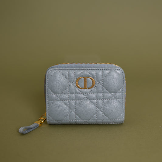 Montaigne Cannage Wallet, Blue Grained Calfskin 9927
