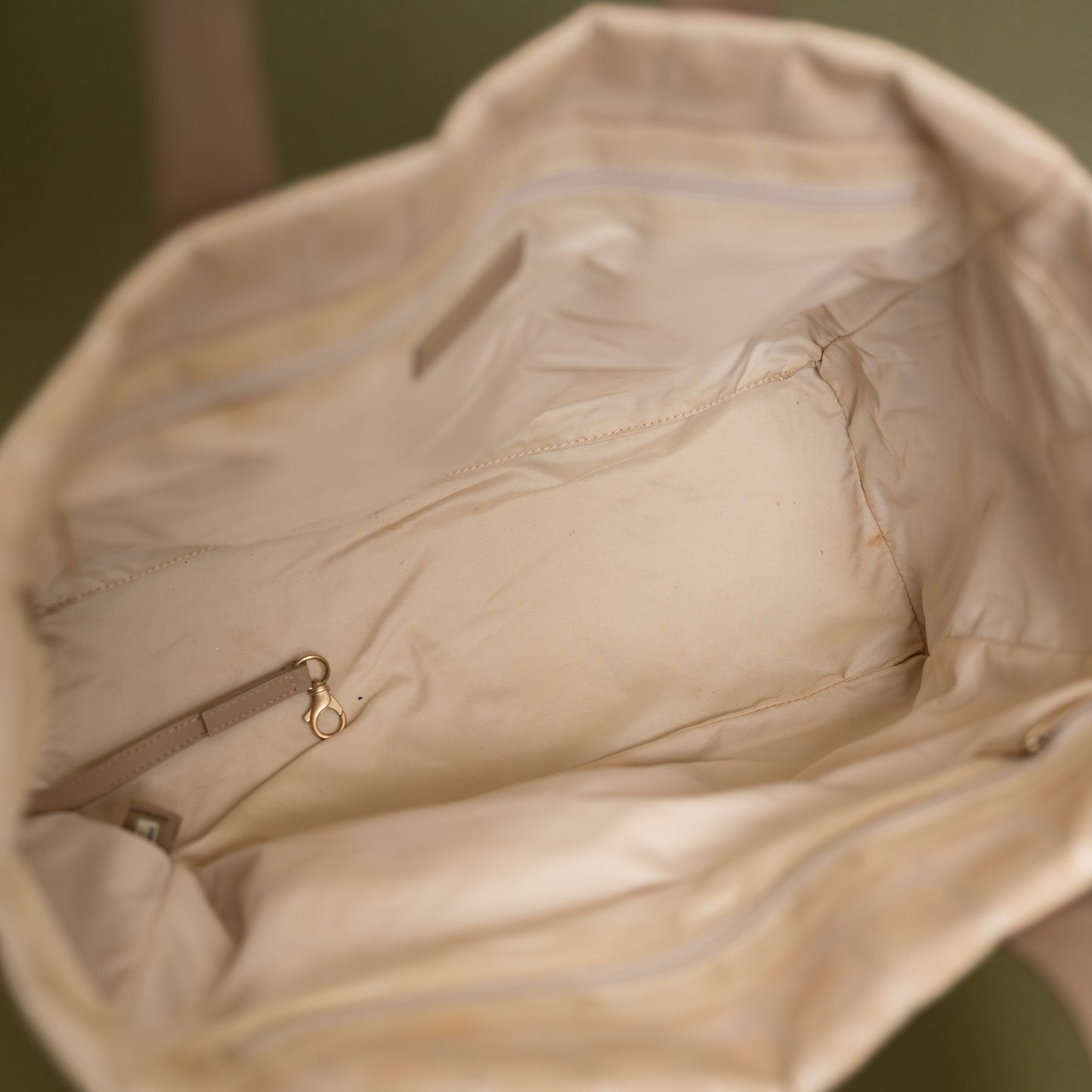 Medium Travel Line Tote, Cream Nylon 9944