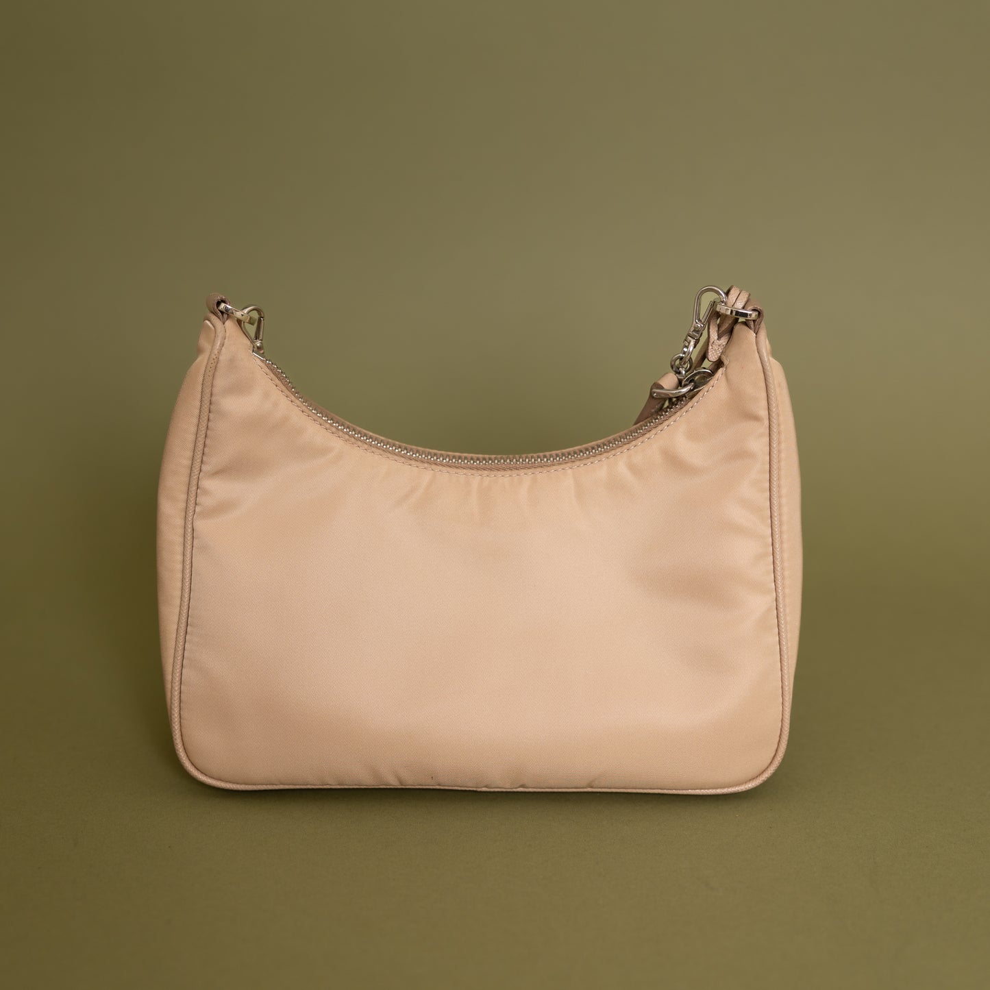 Small Re-Edition Hobo Crossbody, Beige Nylon 9955