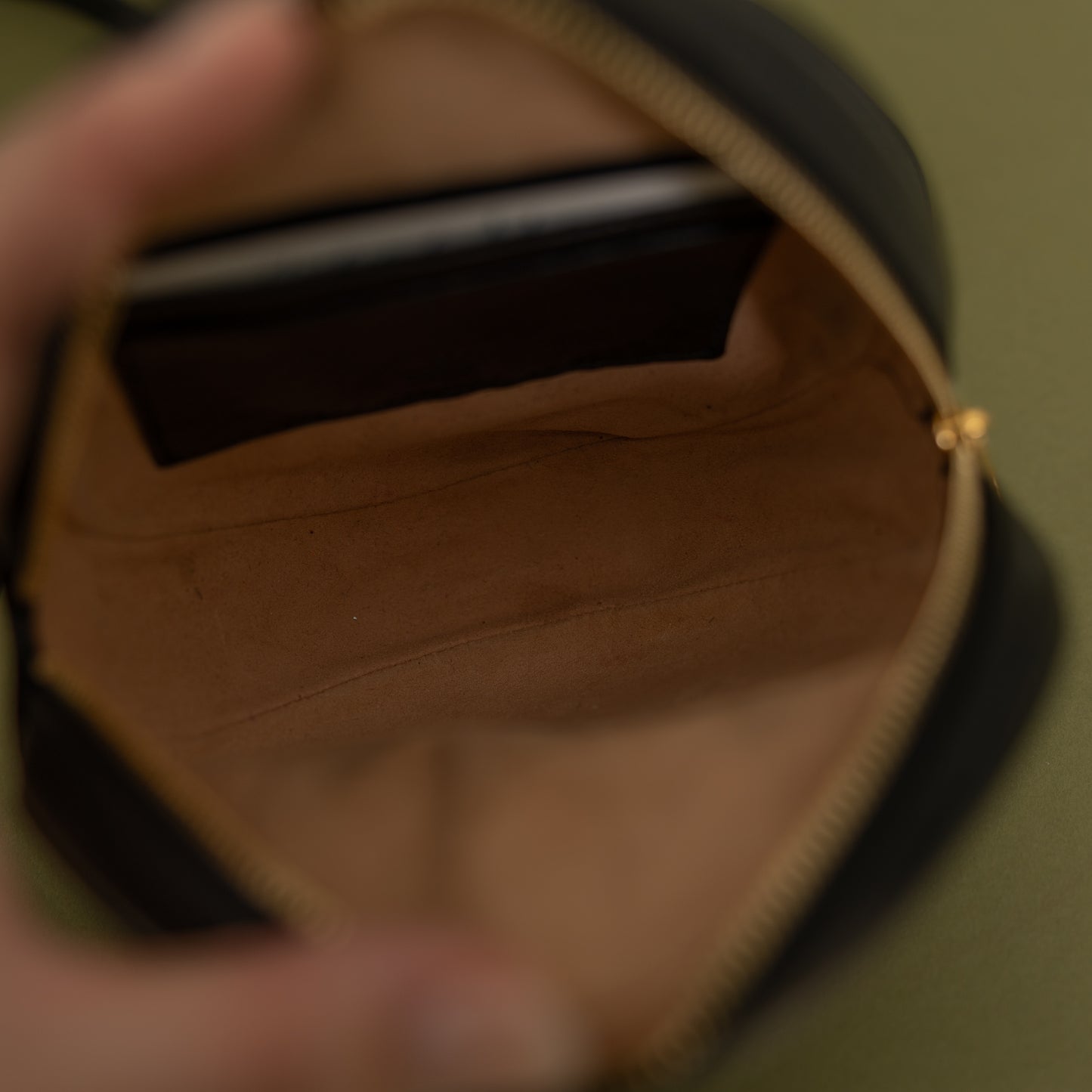 Black Calfskin Round Mini Ophidia Backpack