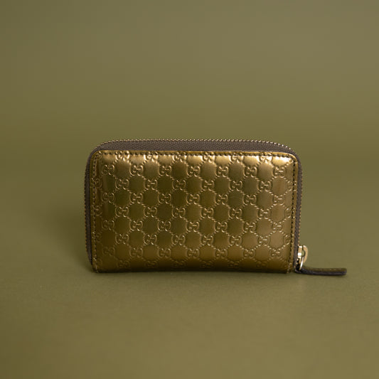 Bronze Guccisima Zip Card Holder 10040