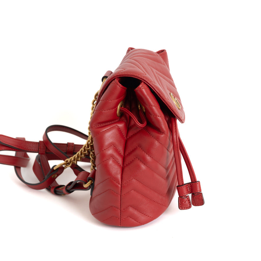 Small GG Marmont Backpack, Red