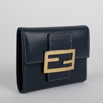 Baguette Trifold Wallet, Navy Calfskin