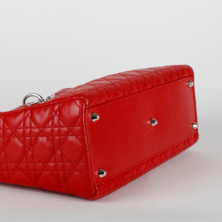 Large Lady Dior Red Lambskin