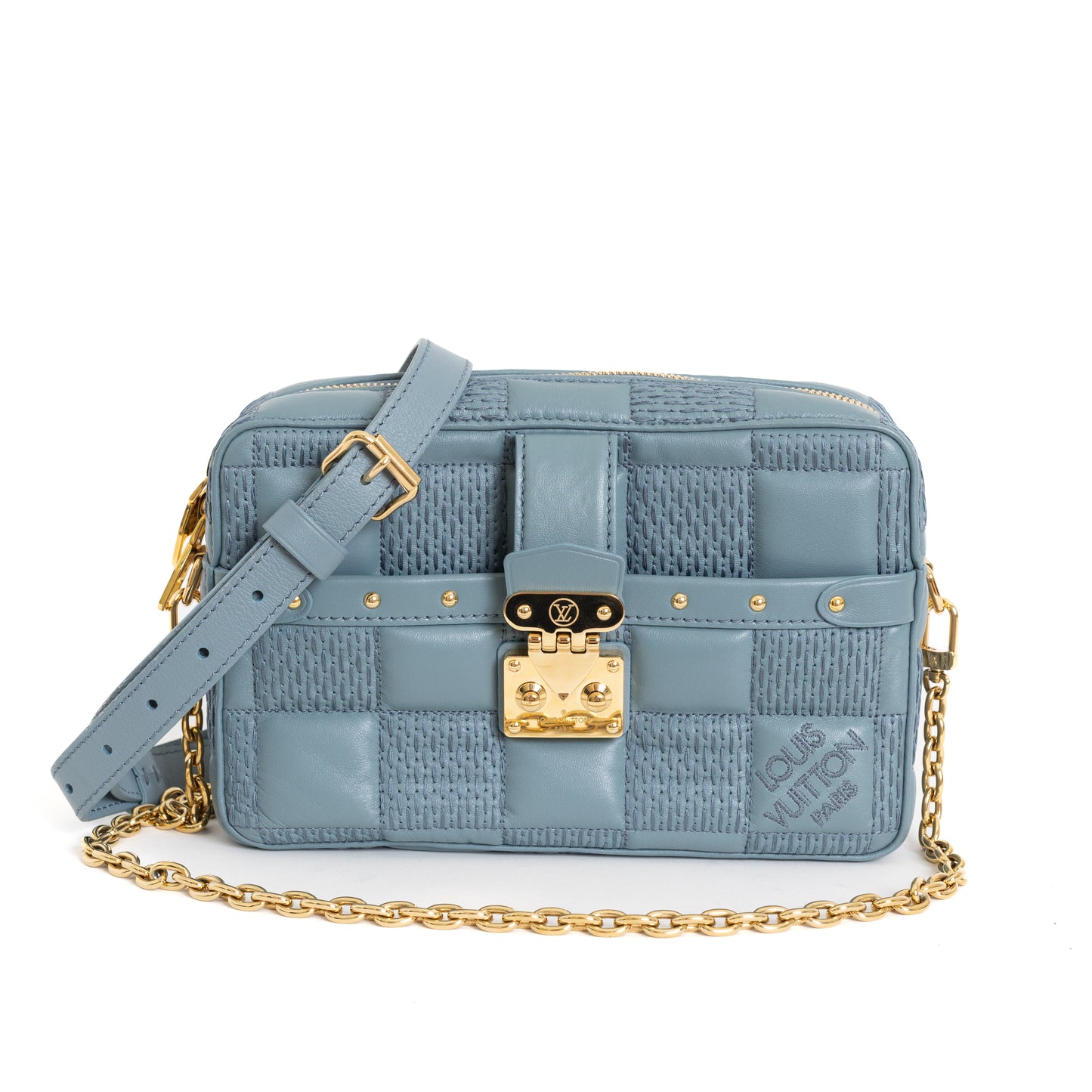 Damier Quilted Troca PM, Blue Lambskin 7708