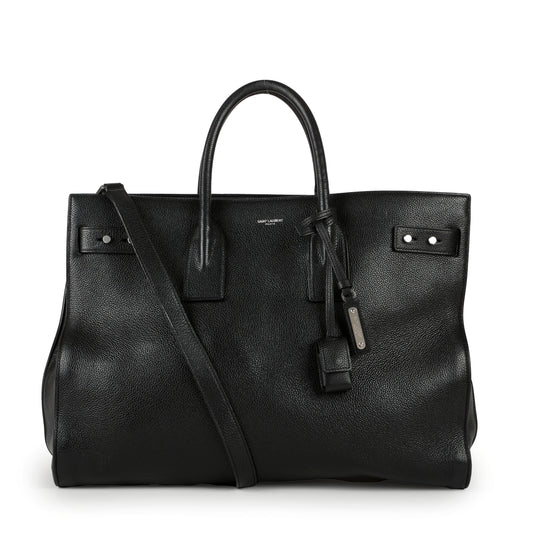 Large Souple Sac de Jour, Black Grained Calfskin