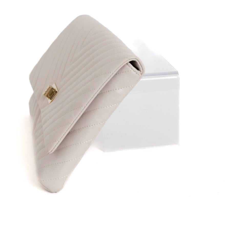 2.55 Clutch, Chevron Ivory Calfskin 7278