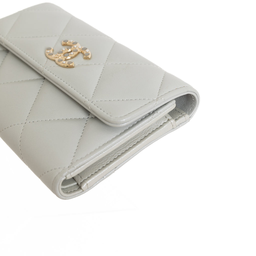 Trifold Wallet, Light Blue Iridescent Lambskin 8459