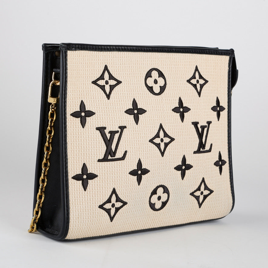 Toiletry Pouch on Chain Raffia Black 11996