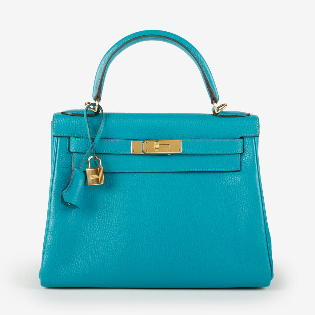 Kelly 28 Blue Paon Clemence Gold Hardware