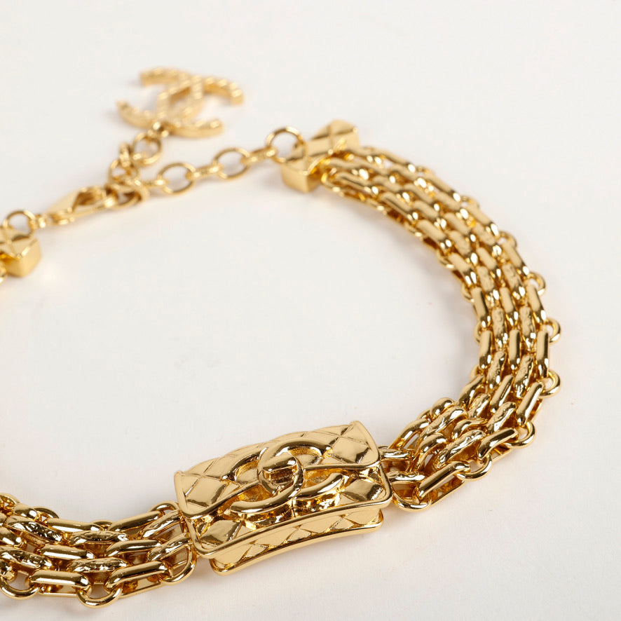 Quilted CC Handbag Gold Choker