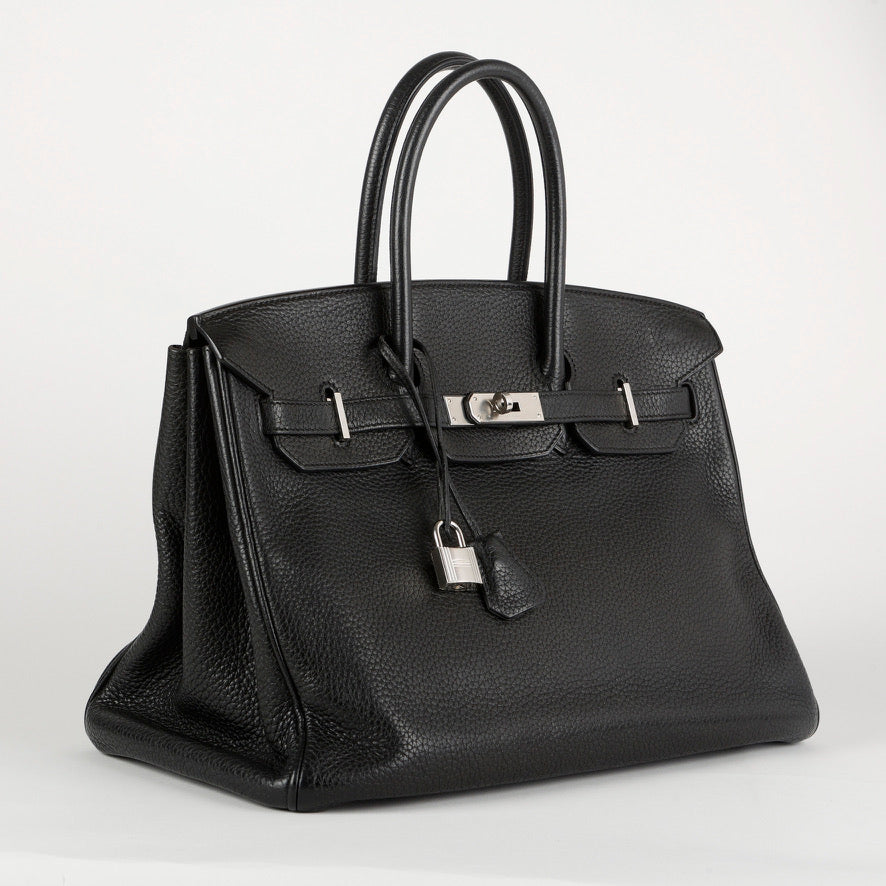 Birkin 35 Black Clemence Palladium Hardware