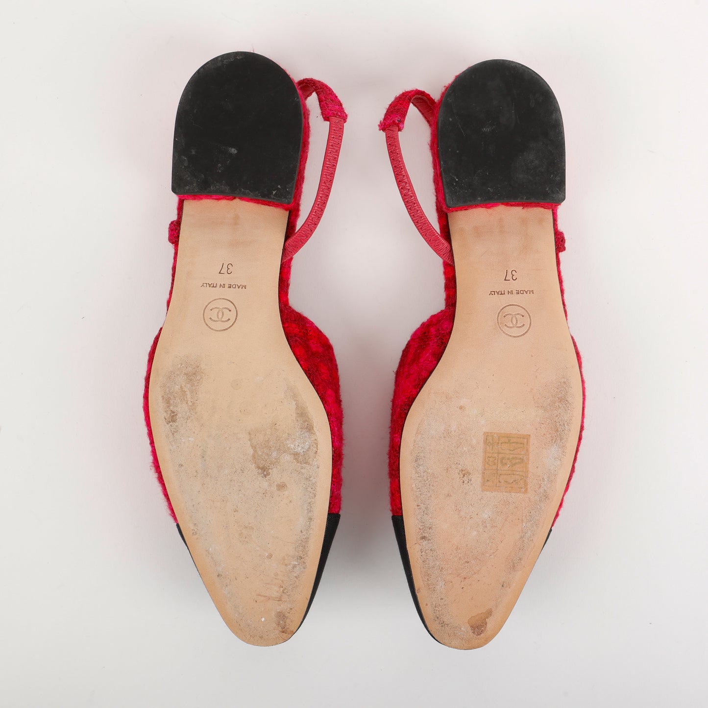 Tweed Sling Backs, Pink & Red | Size 37