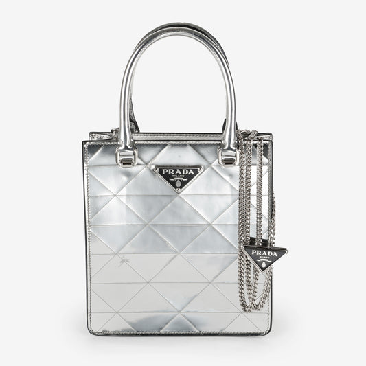 Silver Triangle Spazzolato Mini Tote