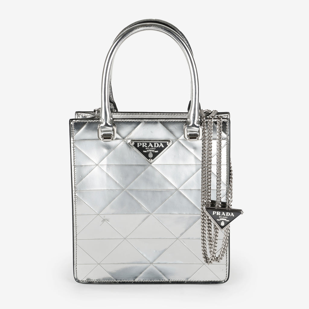 Silver Triangle Spazzolato Mini Tote