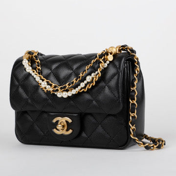 Top Handle Seasonal Mini Flap, Black Pearl