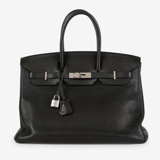 Birkin 35 Black Clemence Palladium Hardware