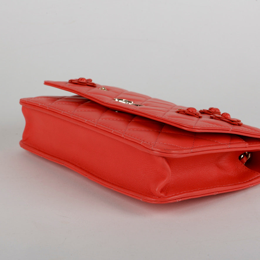 Coral Pink Lambskin Wallet on Chain