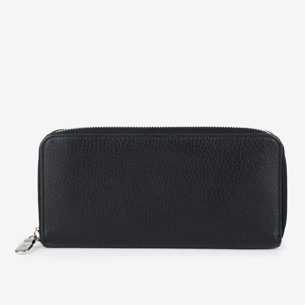 Long Zippy Wallet, Black Leather