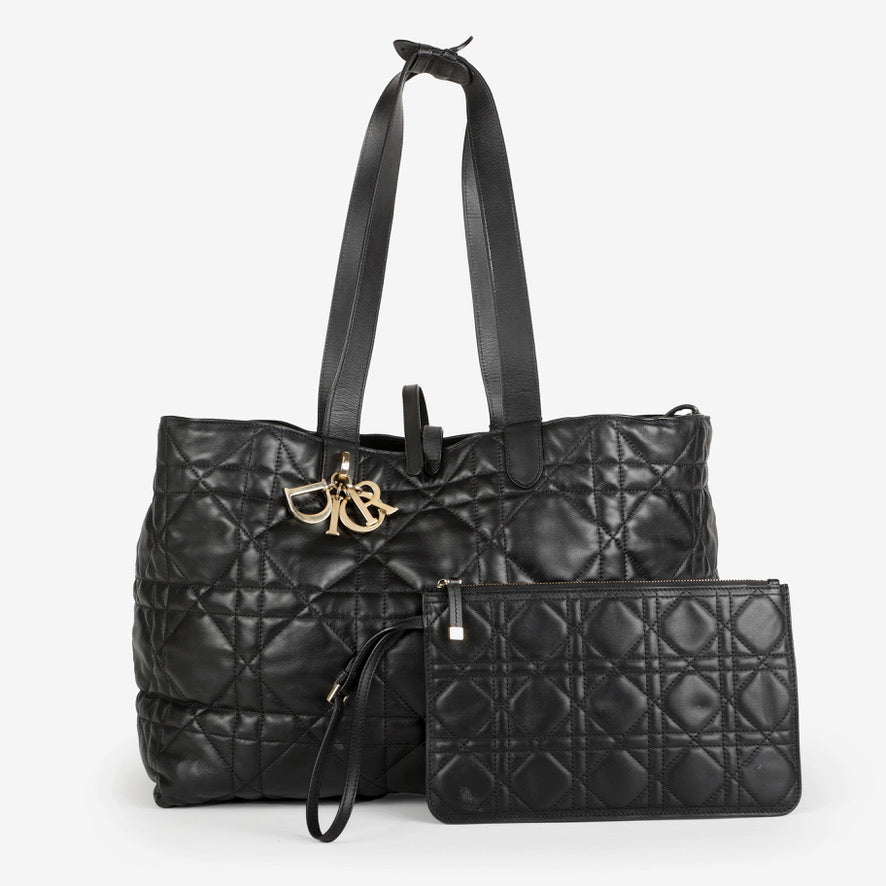 Large Toujours Tote, Black Lambskin