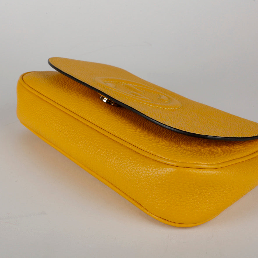 Medium Soho Shoulder Bag, Yellow Calfskin