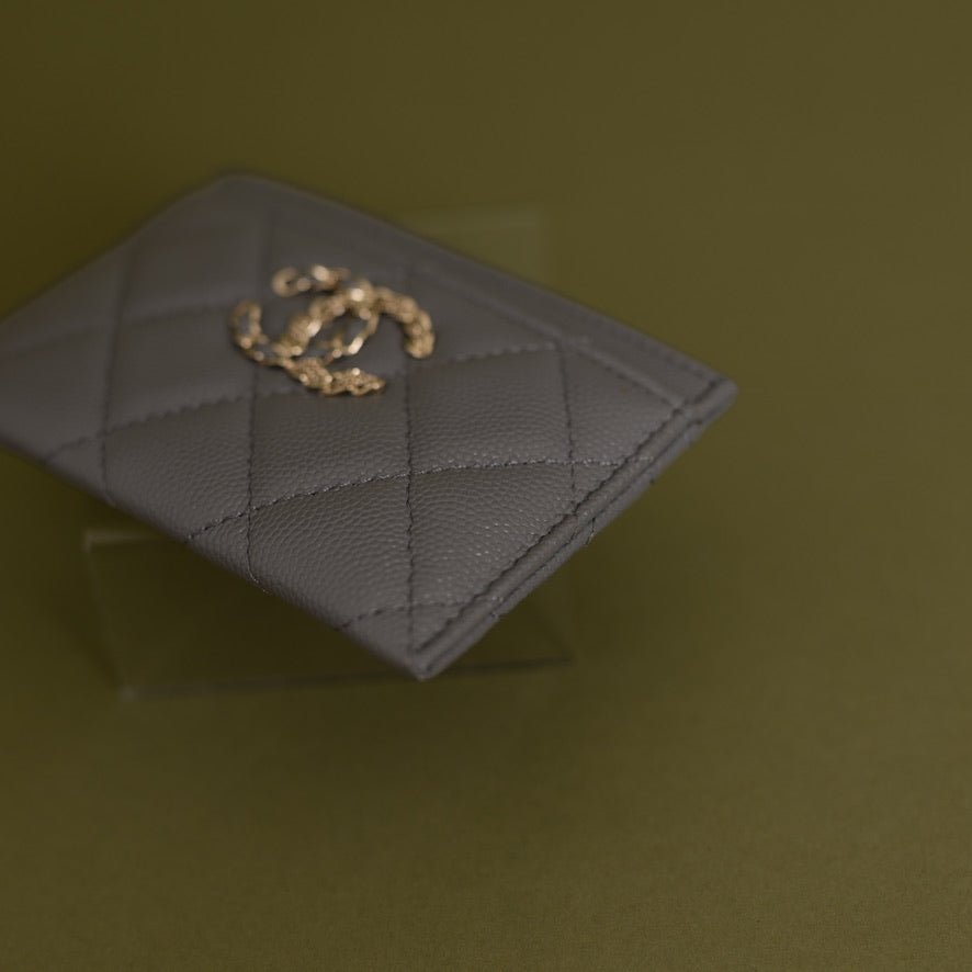 Classic Card Holder, Grey Caviar  9350