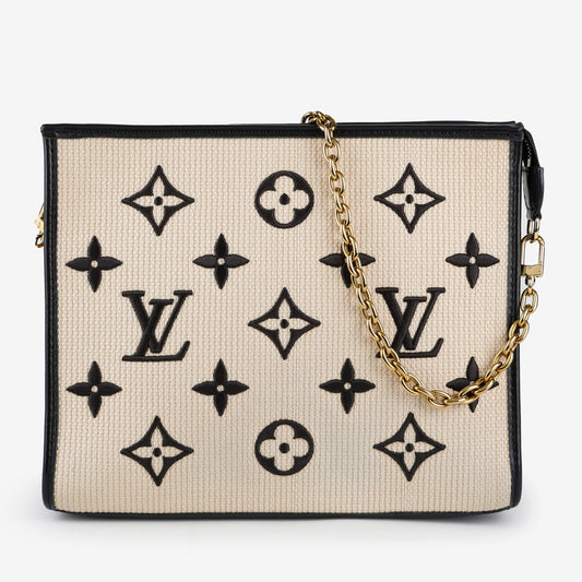 Toiletry Pouch on Chain Raffia Black 11996