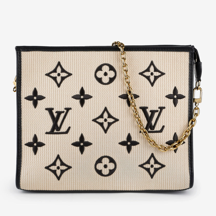 Toiletry Pouch on Chain Raffia Black 11996