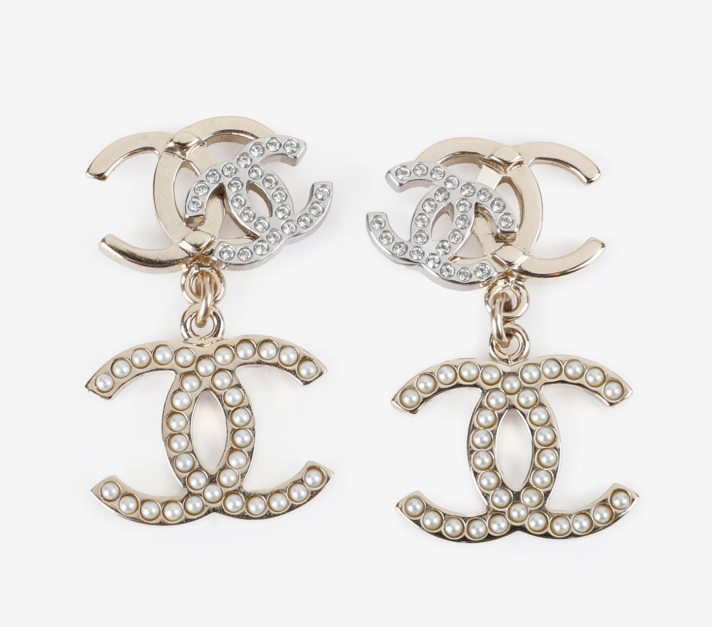 Triple C Silver Drop Earrings