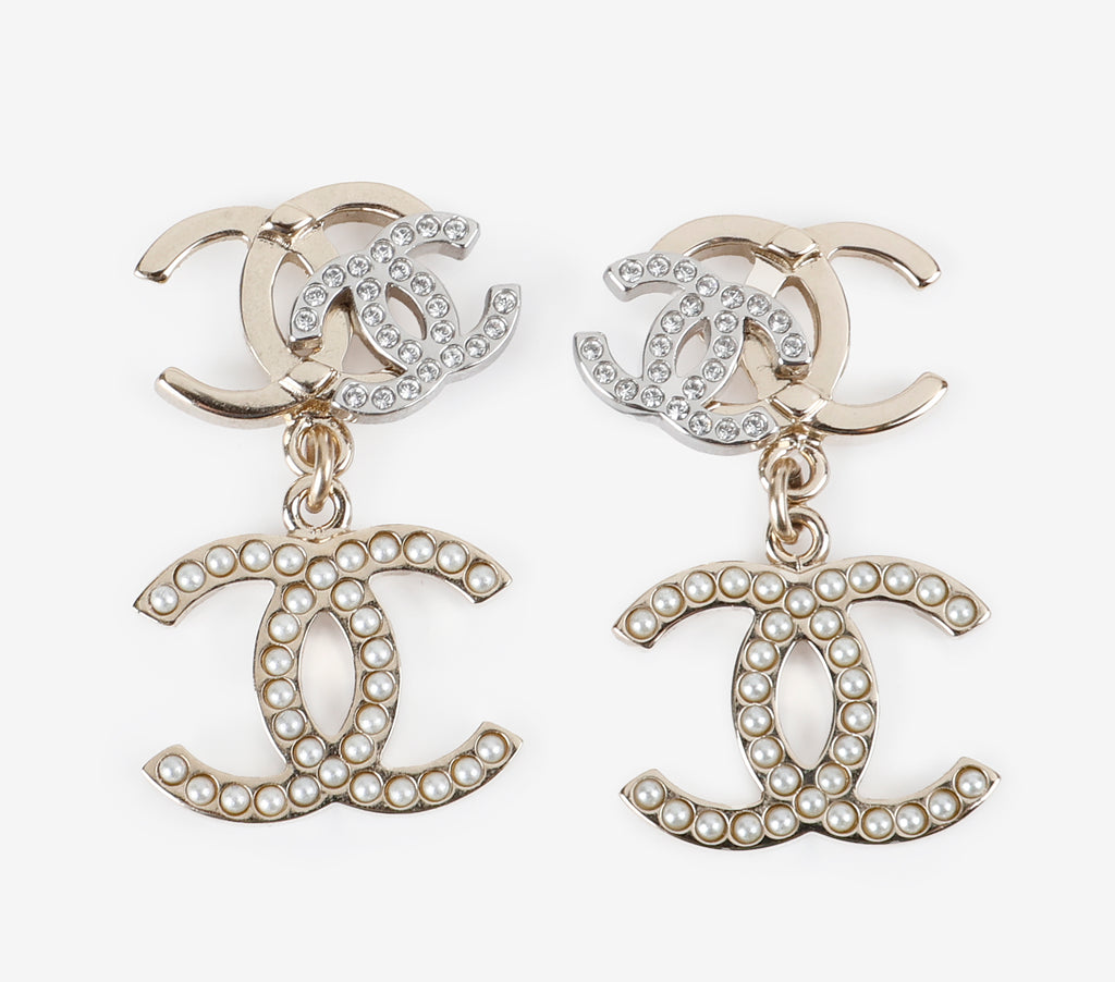 Triple C Silver Drop Earrings