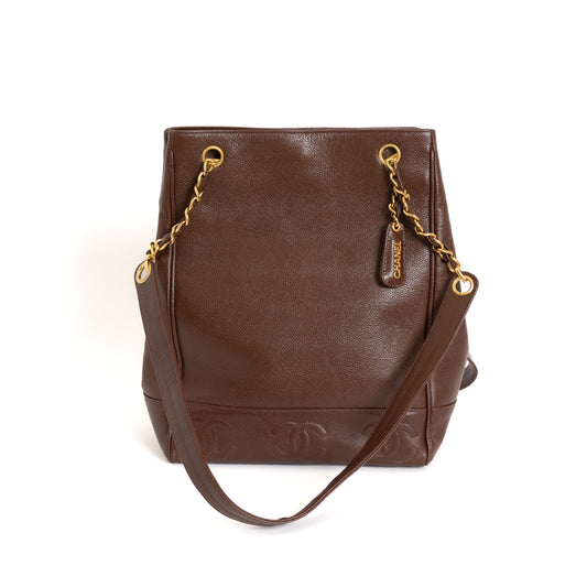 Triple CC Caviar Brown Tote 2848