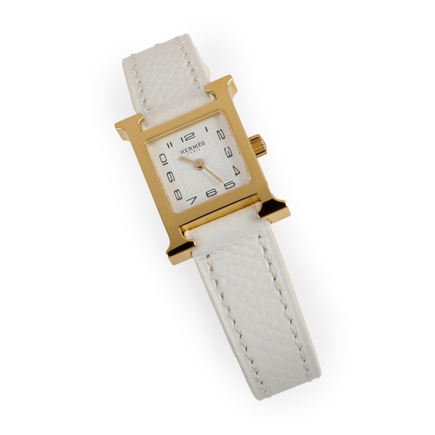 Mini Heures H Watch, White Epsom